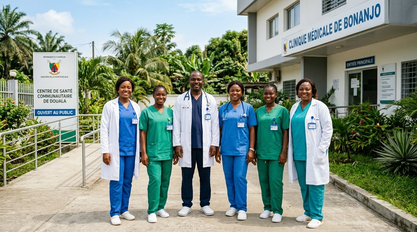 Dedicated Cameroonian medical doctor and nursing team in Douala